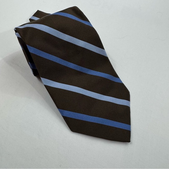 301. Brooks‎ Brothers Brown & Blue Striped Silk Tie - Picture 1 of 5